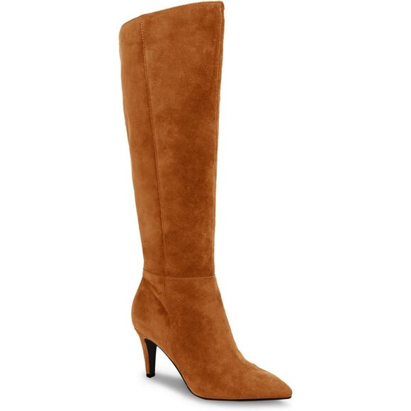 Shoes - ⚡Women's Brown Wide Calf Knee High Boots High Heel Pointed Toe Side Zipper